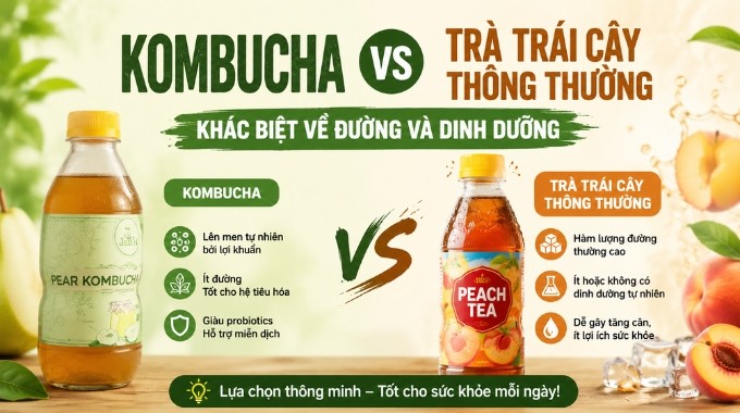 Kombucha vs Trà Trái Cây Thông Thường: Khác Biệt Về Đường Và Dinh Dưỡng